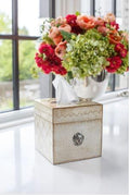 Florentino Leone Wooden Tissue Box Holder, Antique Silver