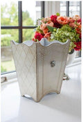 Florentino Leone Wooden Waste Basket, Antique Silver