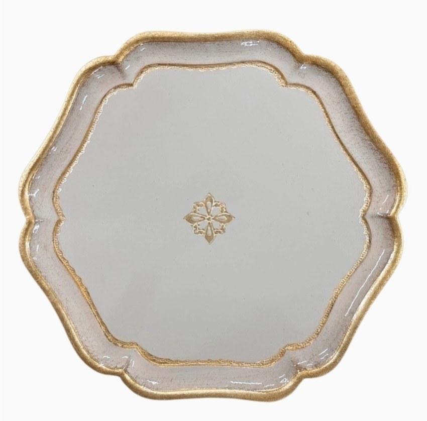 Florentino Baroque Wooden Large Charger/Tray, Taupe