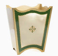 Baroque Wooden Wastebasket, Green
