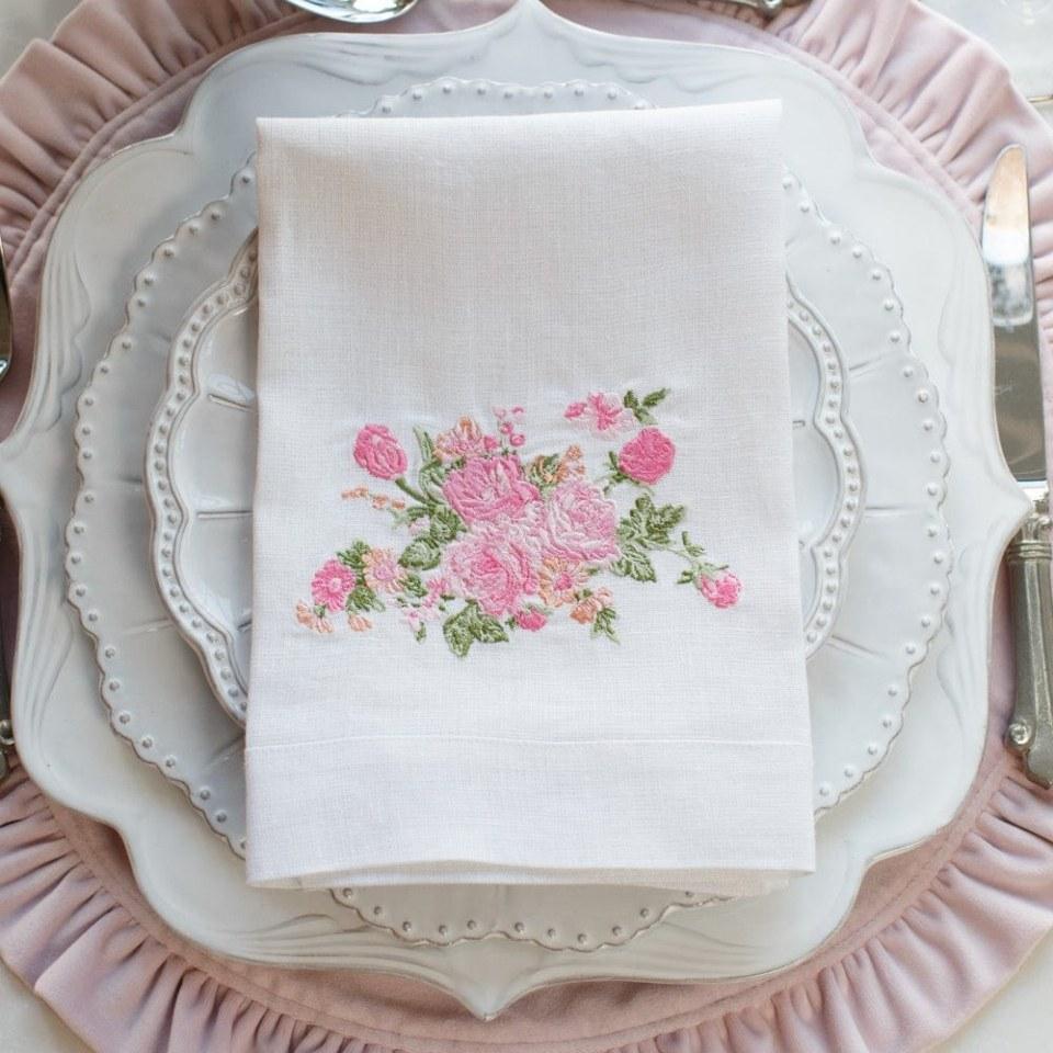 Vintage Floral Tri-Fold Napkin