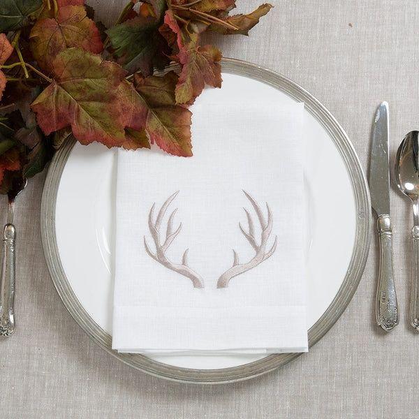 Antler Linen Tri-Fold Napkin (Taupe)
