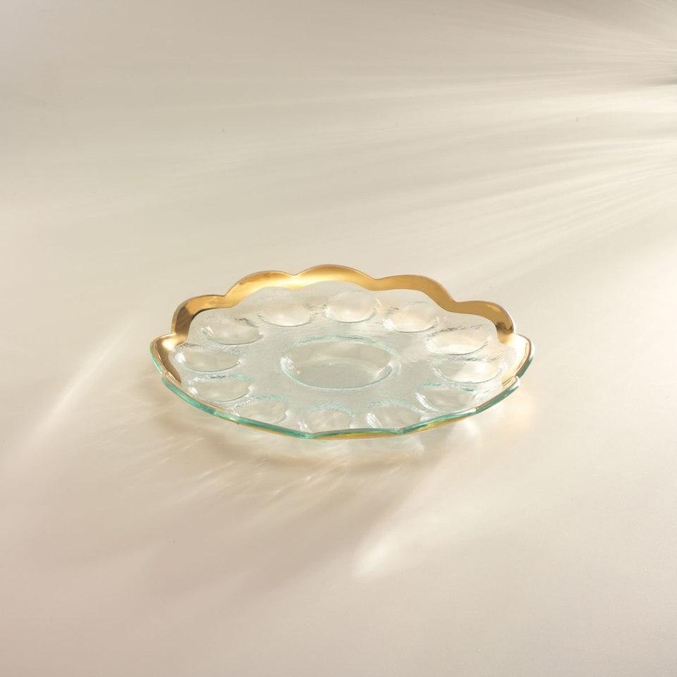 11” deviled egg platter Gold