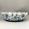Sacred Bird &amp; Butterfly Blue Scalloped Bowl