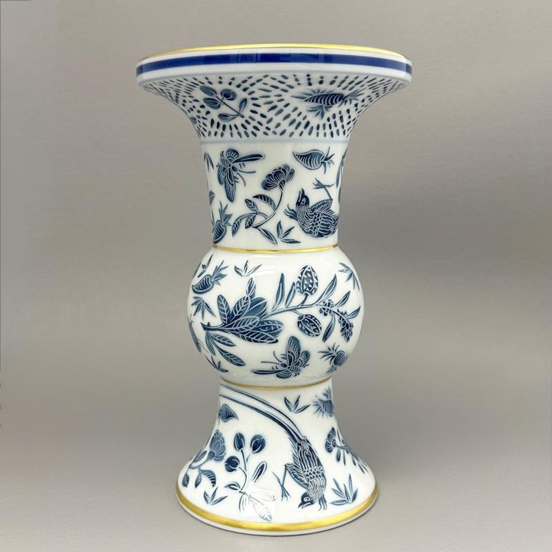 Sacred Bird &amp; Butterfly Blue Shang Vase