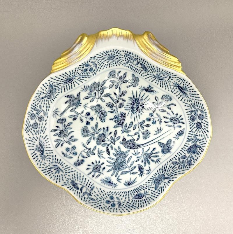 Sacred Bird &amp; Butterfly Blue Shell Dish