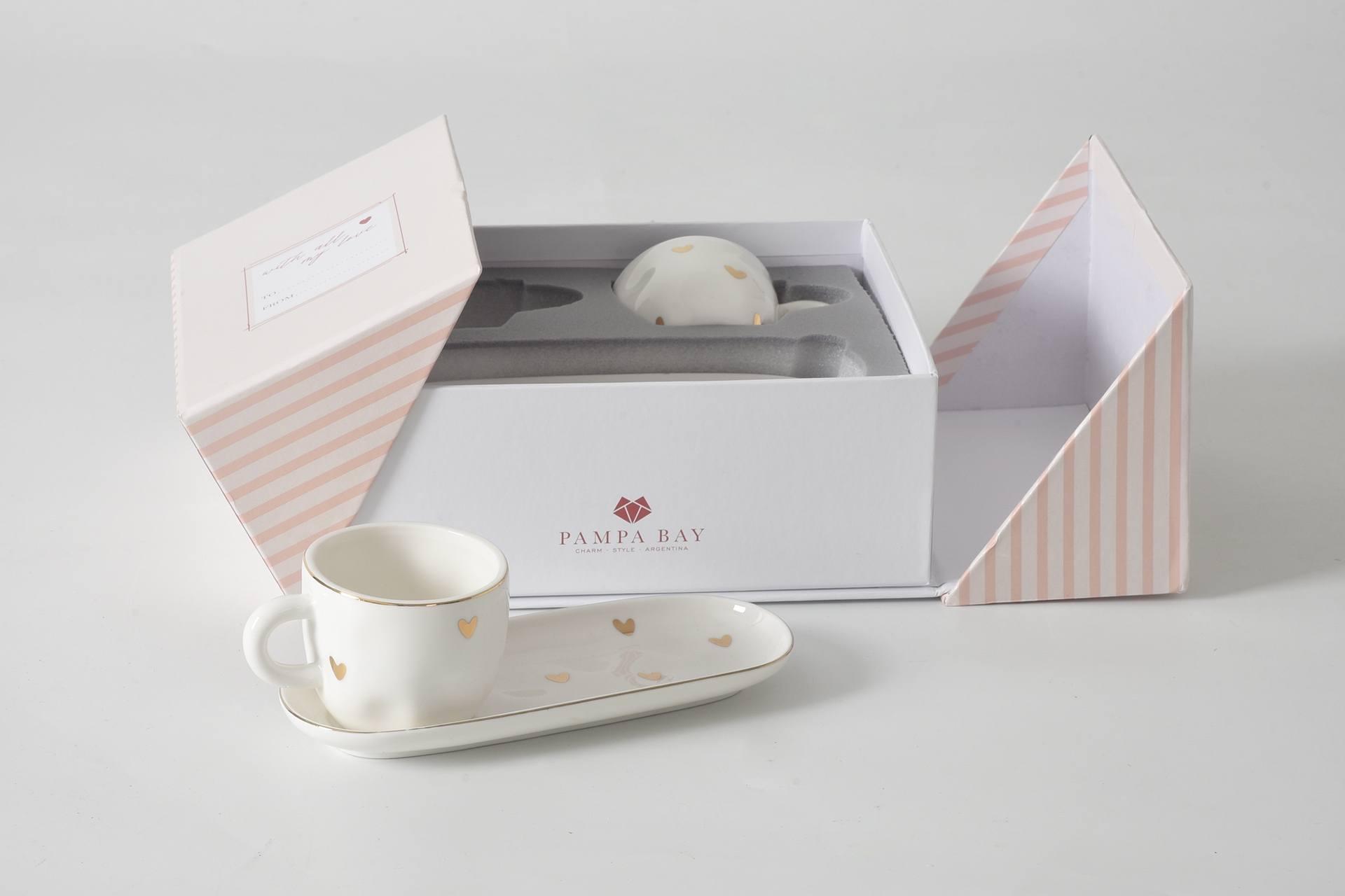 Set of 2 Espresso Cups & Saucers