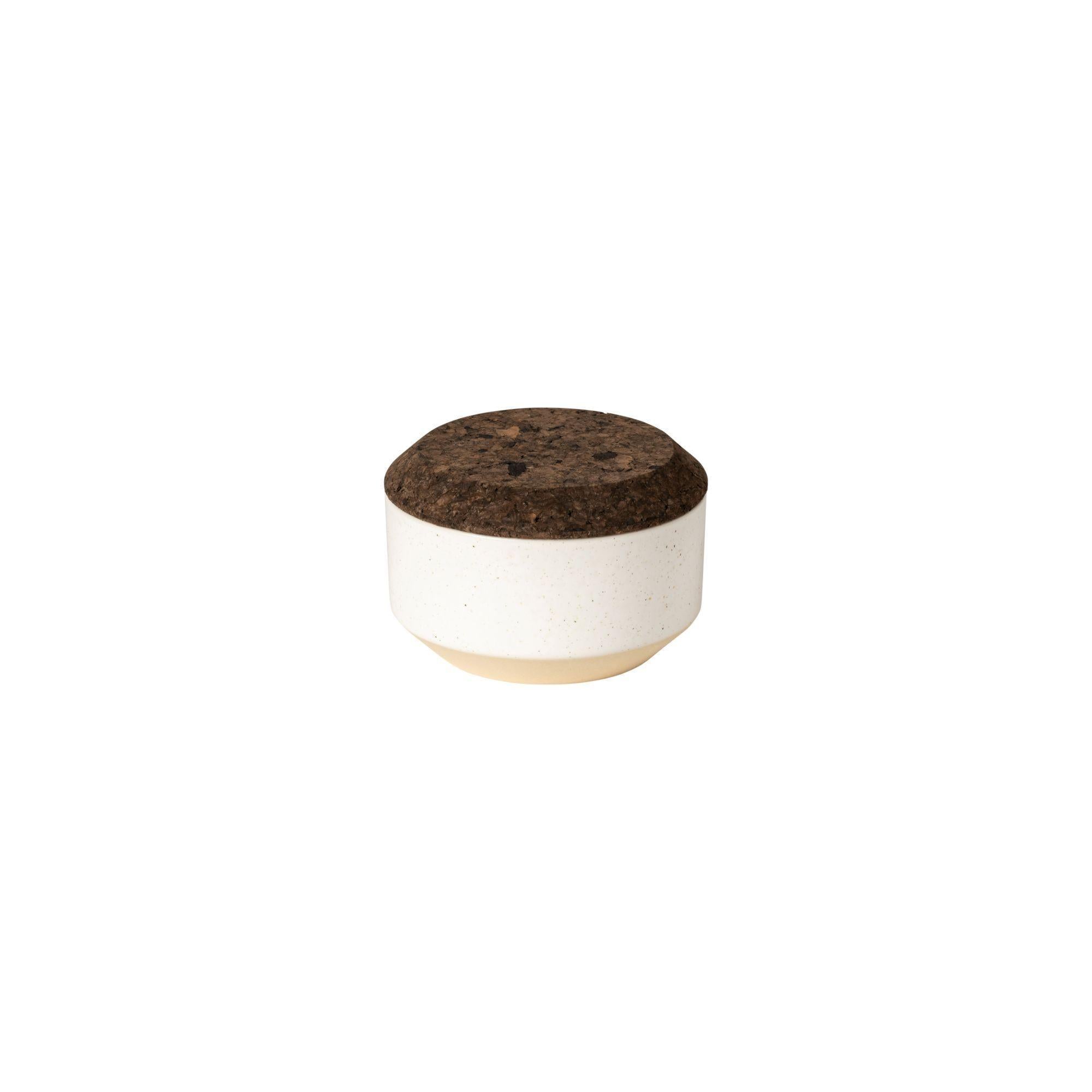 Salt cellar Smoked cork lid, White