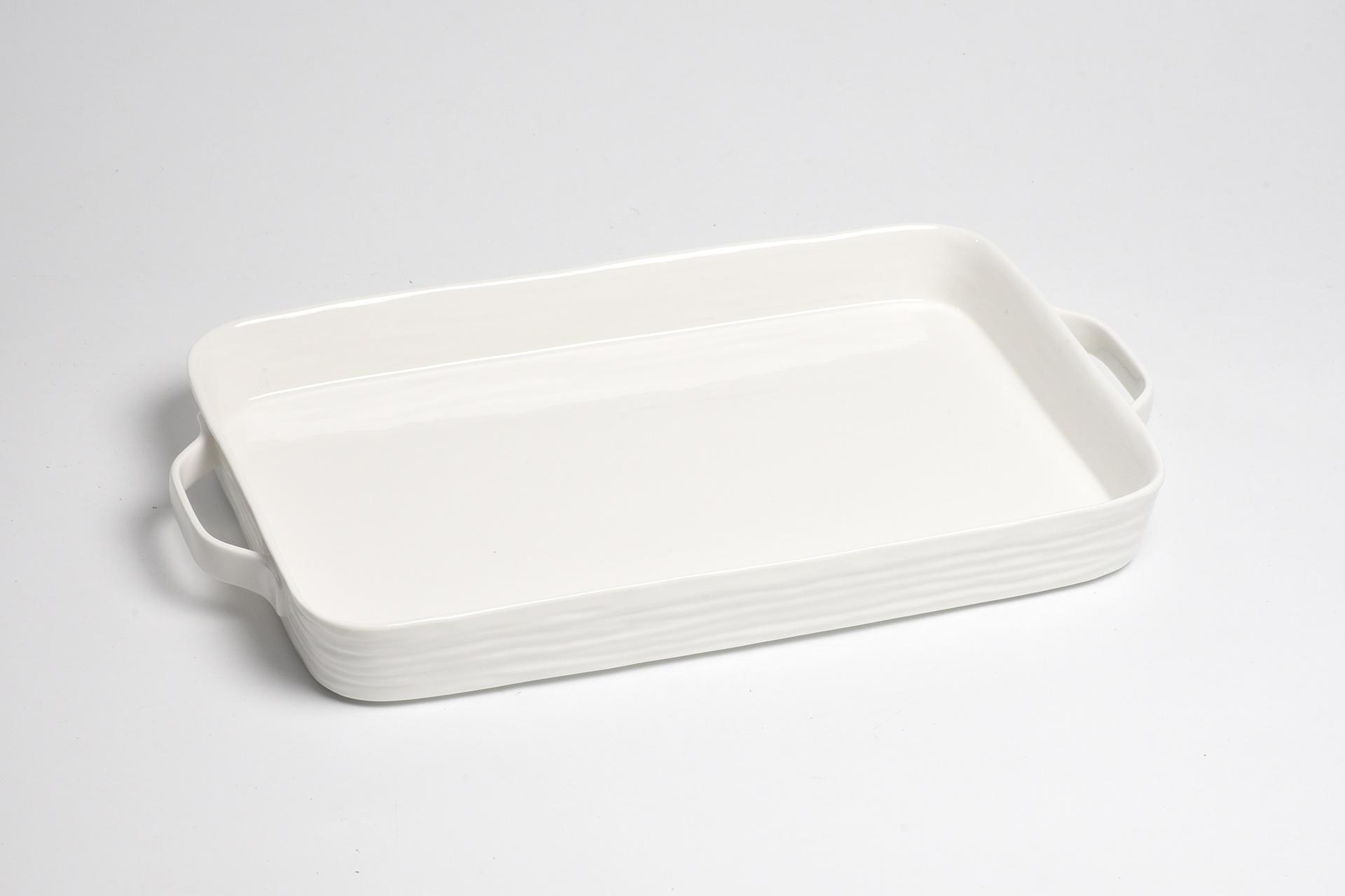 Rectangular Tray with Handles white