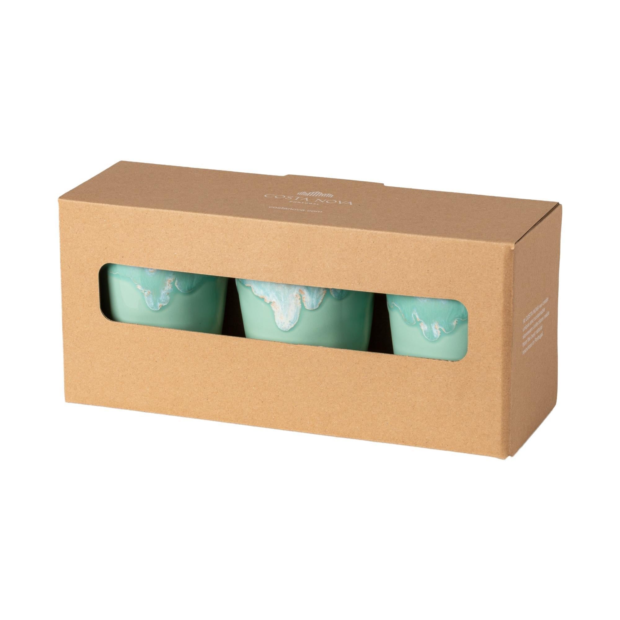 Gift box 3 mocha cups, Aqua