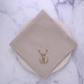 Laurel Wreath Stag, Soft Flax (Brown/Green) Large Napkin