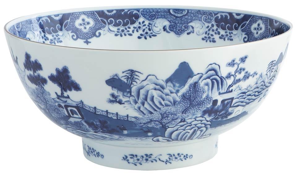 National Trust Blue &amp; White Punch Bowl
