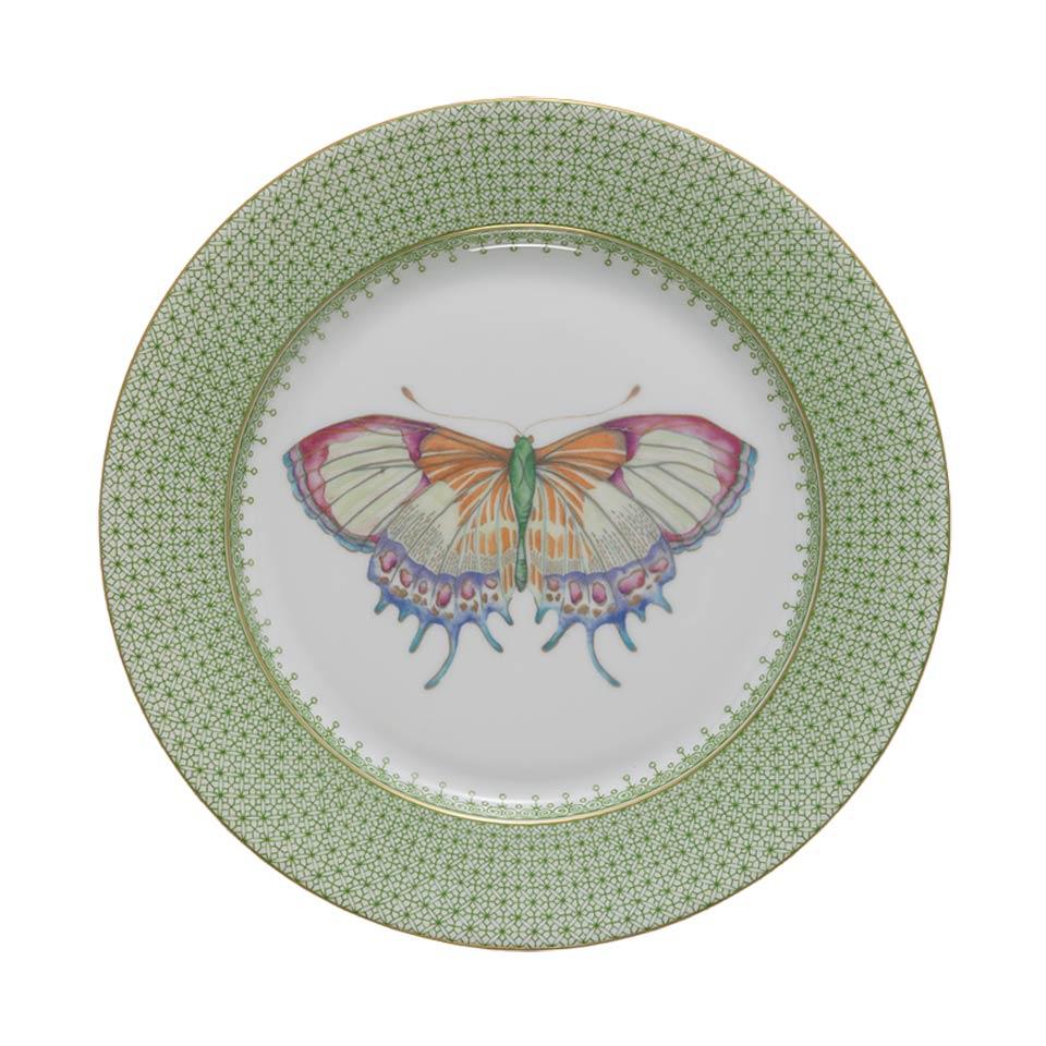 Apple Green Dessert Plate W/ Butterfly