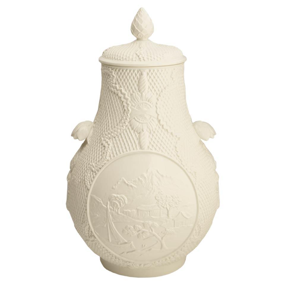 Chinese Large Handled Vase With Cover
