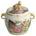 Tobacco Leaf Fu Dog Jar