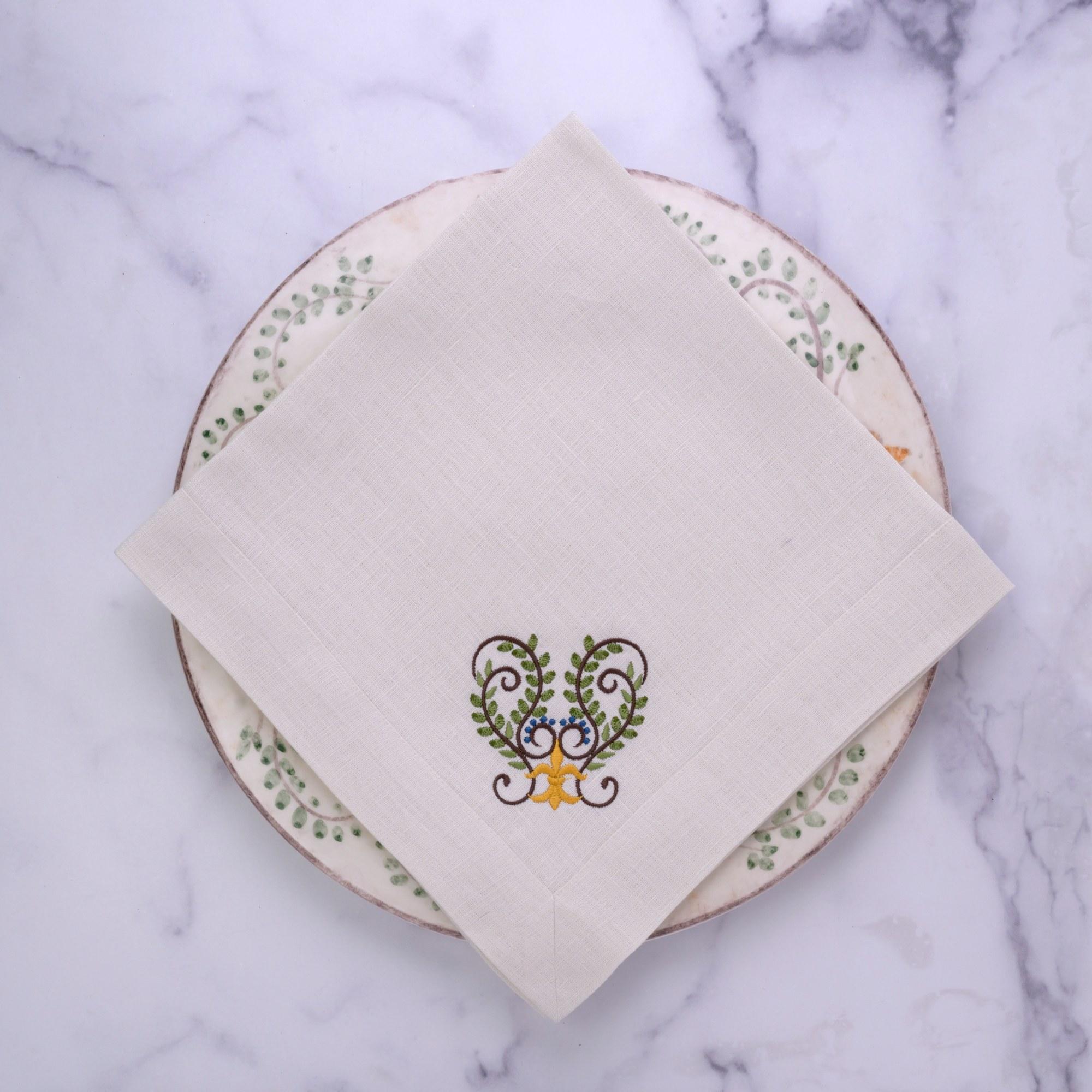 Medici Scroll, Cream (Multi) Large Napkin