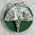Italian Cotton, Damask, White with Green
