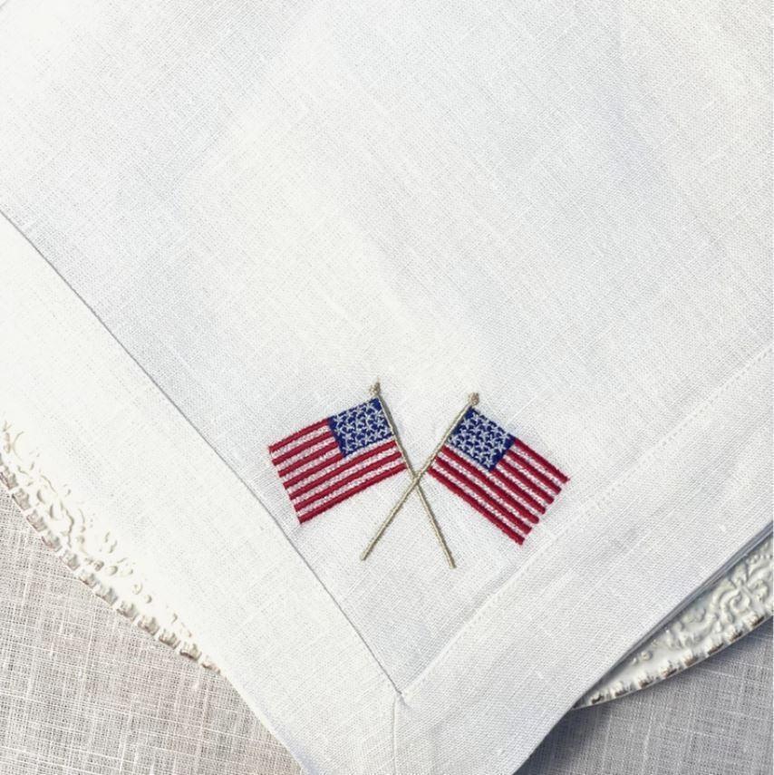 American Flags Large Napkin, White
