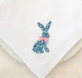 Napkin Large, Toile Bunny, White (Blue/Pink)