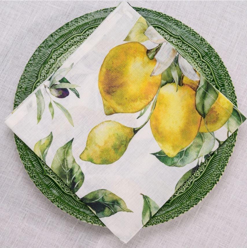 Limoncello Watercolor Italian Linen Large Napkin