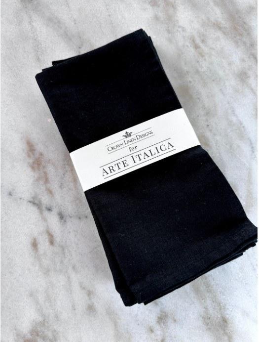 Napkin Set (4), Washed Linen, Black