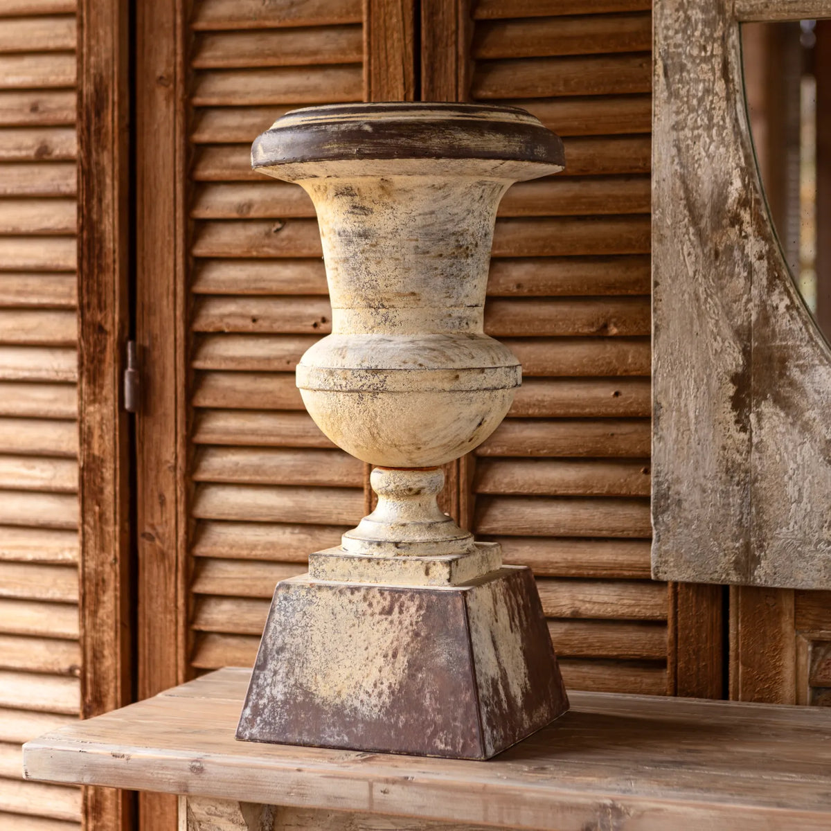Aged Pedestal Urns