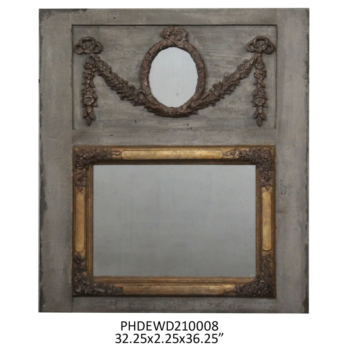 Trumeau Mirror with Antique Gold Swag