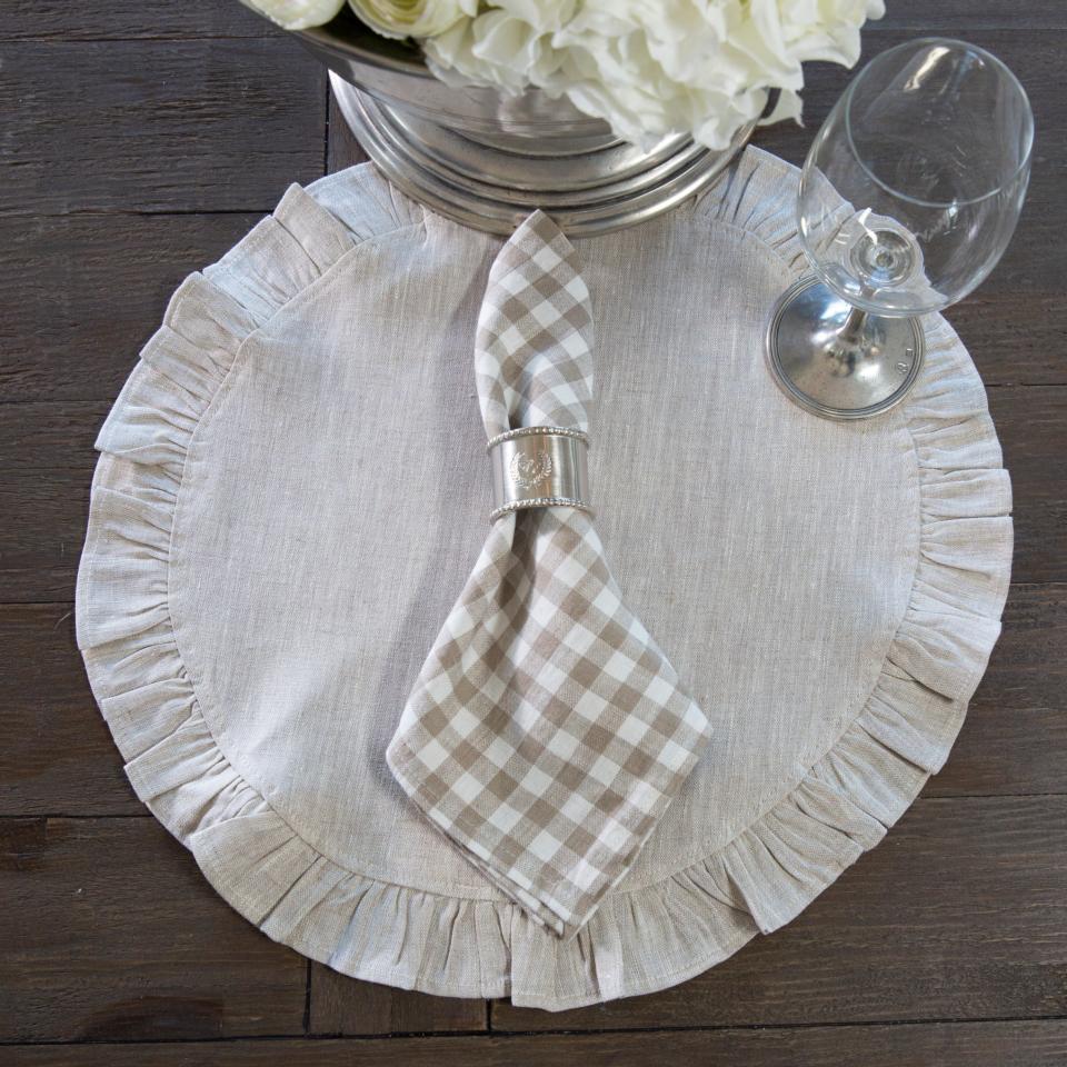 Linen Round Ruffle, Flax