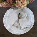 Linen Round Ruffle, White
