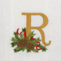 Towel, Winter Pine Monogram R, White (Multi)