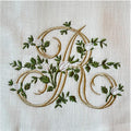 Towel, Floral Monogram R White (Cream Multi)