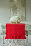 Velvet Red Runner, With Ruffle 90"