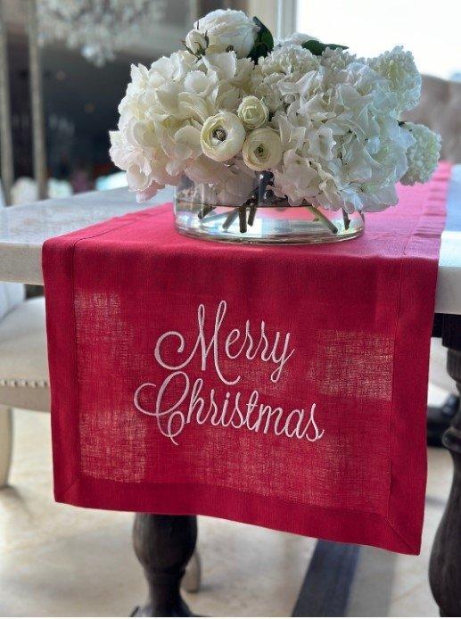 Merry Christmas, Red (White), 108"