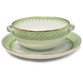Apple Green Lace Cream Soup &amp; Saucer