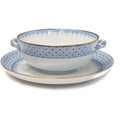 Cornflower Blue Lace Cream Soup &amp; Saucer