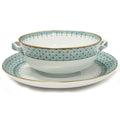 &nbsp;Green Lace Cream Soup &amp; Saucer