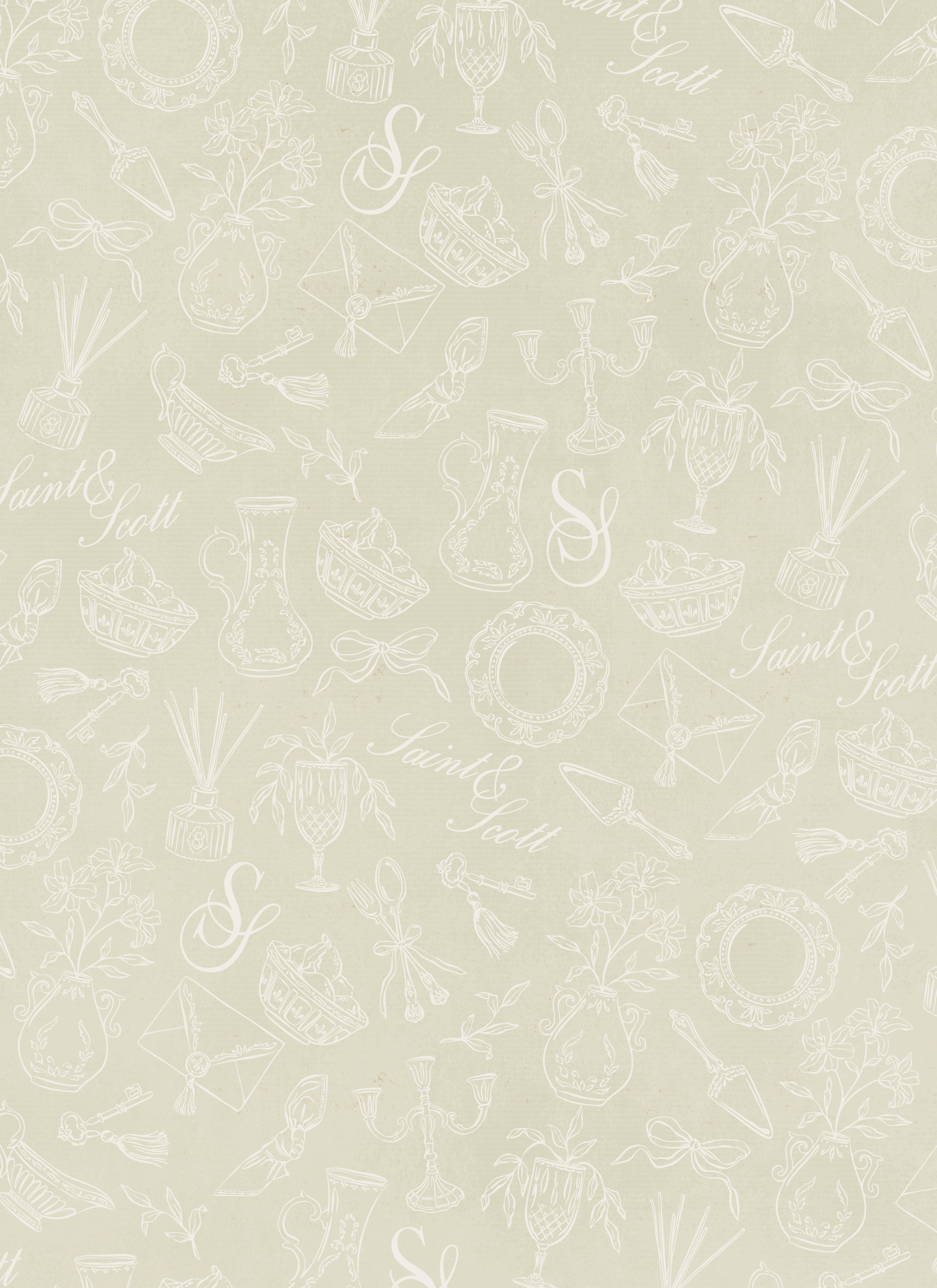 Textured beige background with subtle floral and leaf patterns