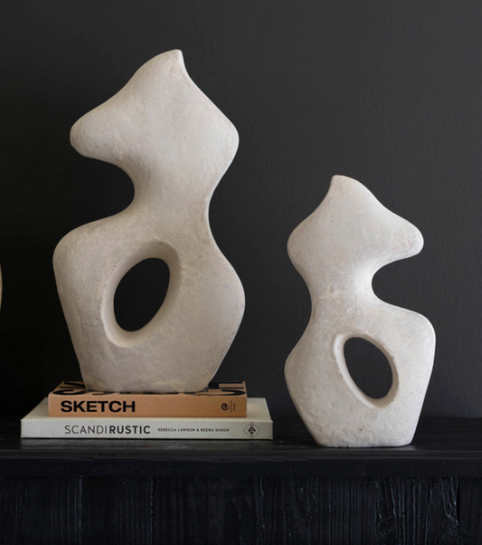 set of 2 paper mache sculptures