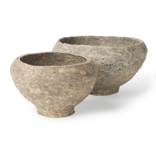 Sonu Set of 2 Gray Paper Mache Half-Pot Bowls