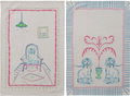 Cotton & Linen Tea Towel with Staffordshire Dog Scene