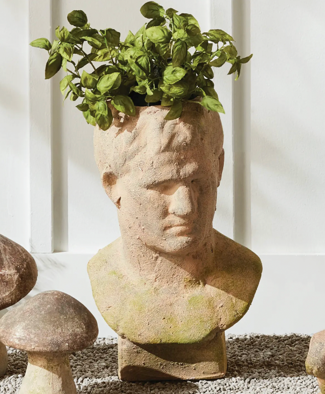 Weathered Garden Male Bust Planter