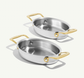 7" Mini Oval Gratin Baker with gold handles