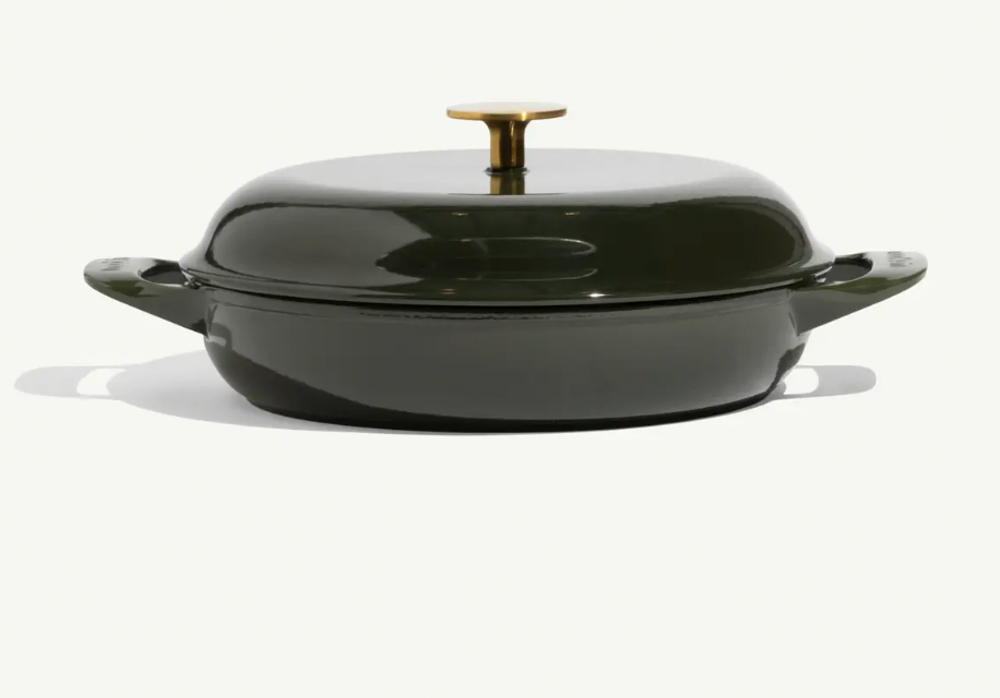 Enameled Cast Iron 5.5qt Dutch Oven- Willow Green w/ Gold Knobs