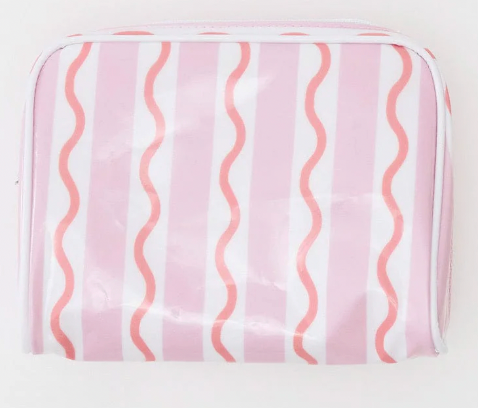 Small Patterned Toiletry Bag Coral Squiggle