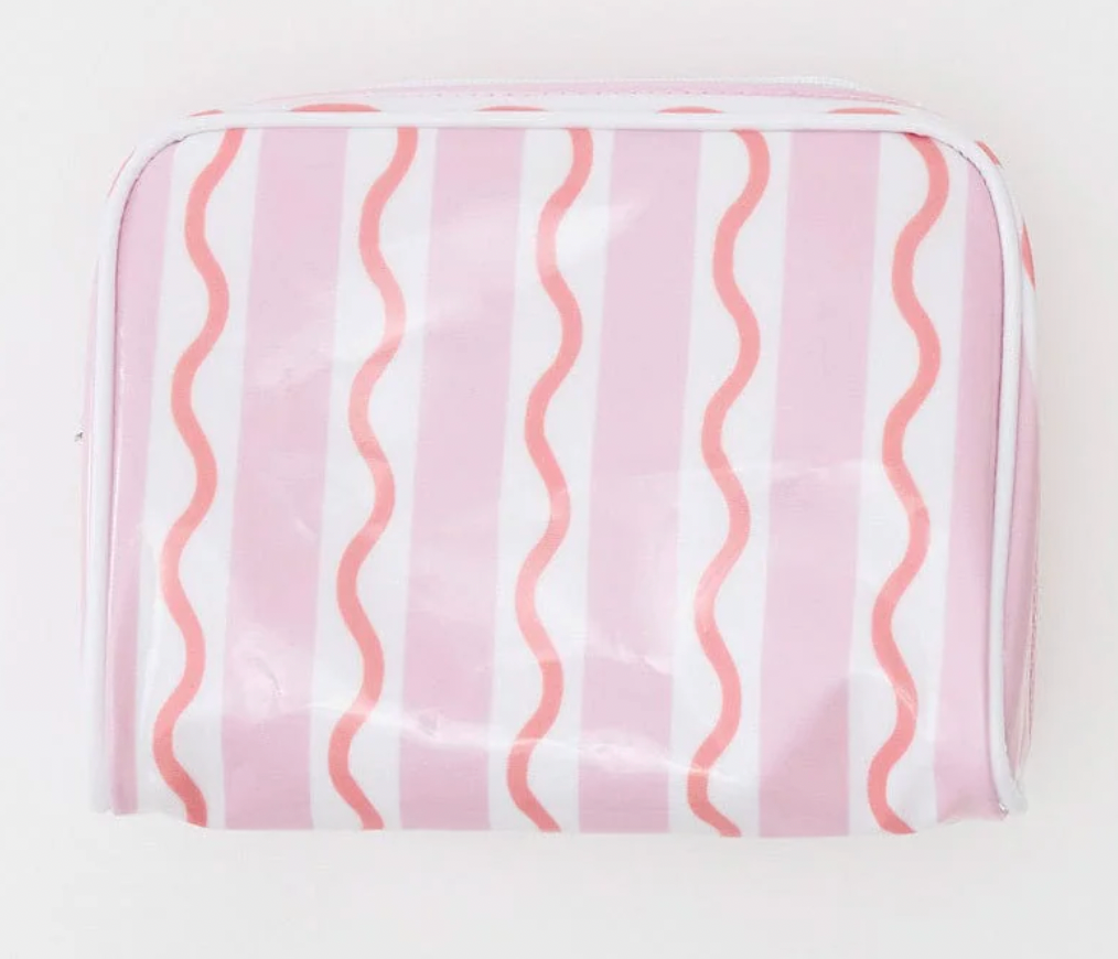 Small Patterned Toiletry Bag Coral Squiggle