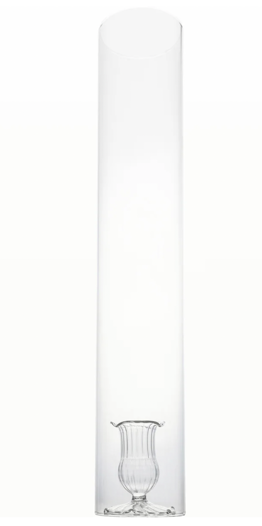 2 Piece Clean Candleholder w/ Clear Cylinder