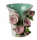 Medium White Vase with Pink Roses