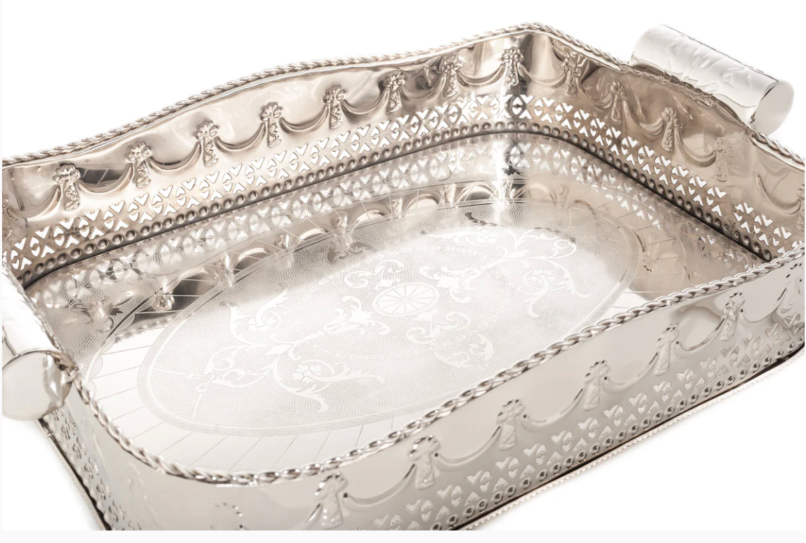 Polished Nickel Embossed Tray (small)
