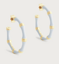 Bamboo enameled Hoop Earrings, Pale Blue