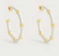 Bamboo enameled Hoop Earrings, creme